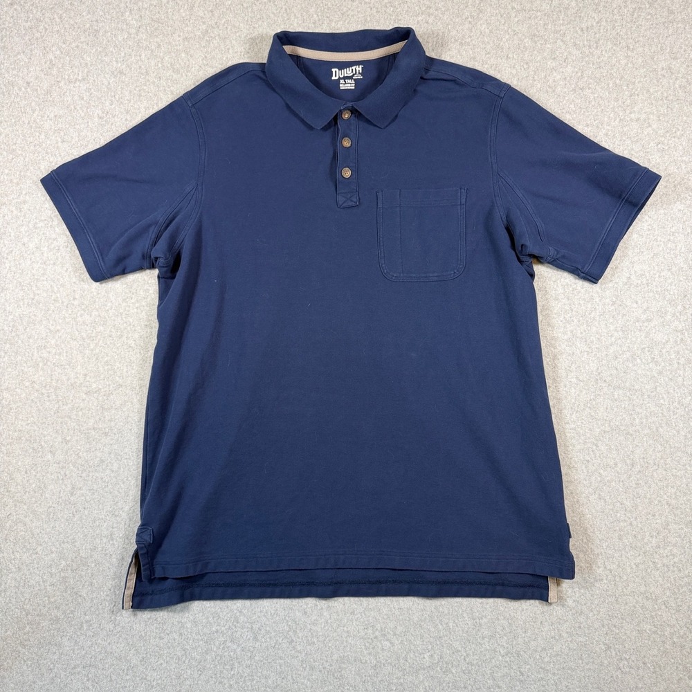 Duluth Trading Co Polo Shirt Mens XL Tall Navy Blue Relaxed Fit Short Sleeve